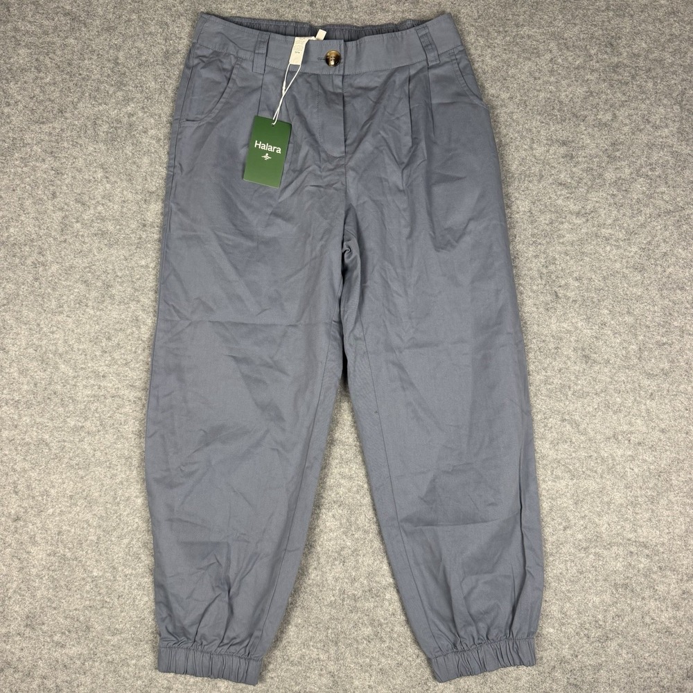 Halara Gray Pleated Joggers High Waisted Elastic Hem Ankle Tapered Pants S NWT